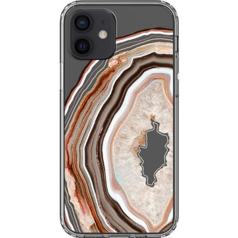 iPhone 12 Beige Geode Slice Clear Phone Case - The Urban Flair