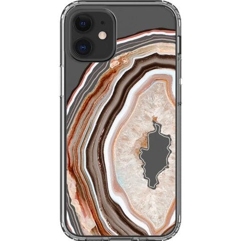 iPhone 12 Mini Beige Geode Slice Clear Phone Case - The Urban Flair