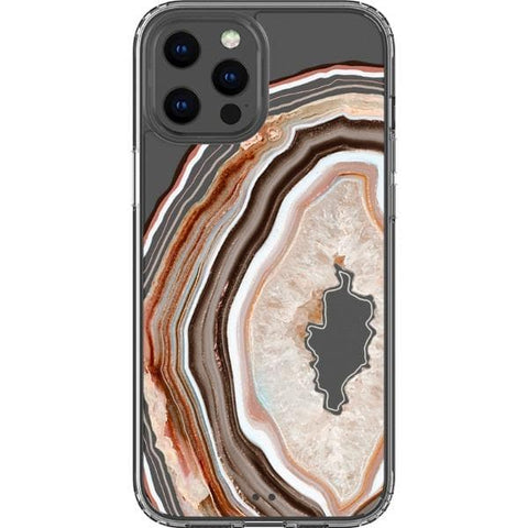 iPhone 12 Pro Max Beige Geode Slice Clear Phone Case - The Urban Flair