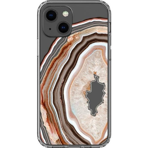 iPhone 13 Mini Beige Geode Slice Clear Phone Case - The Urban Flair