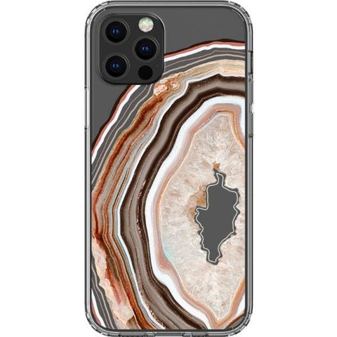 iPhone 13 Pro Beige Geode Slice Clear Phone Case - The Urban Flair