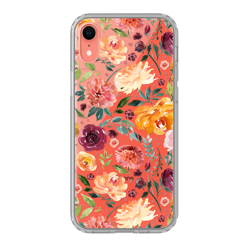 Best Clear Phone Cases For Your Coral iPhone XR Colorful Watercolor Flowers exclusively offered by The Urban Flair