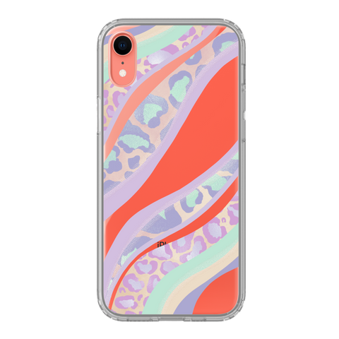 Best Clear Phone Cases For Your Coral iPhone XR Pastel Animal Print Abstract Waves exclusively offered by The Urban Flair