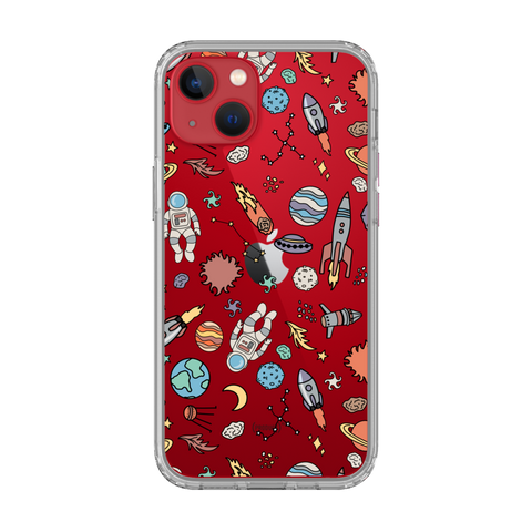 Best Clear Phone Cases For Your Red iPhone Space Doodles iPhone 13 exclusively offered by The Urban Flair