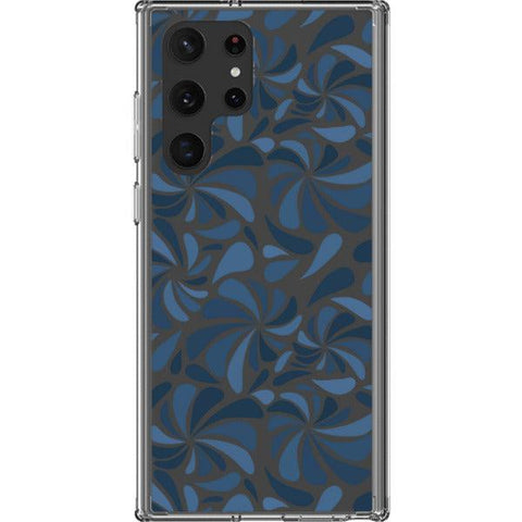 Blue Abstract Splashes Clear Phone Case Galaxy S22 Ultra exclusively offered by The Urban Flair