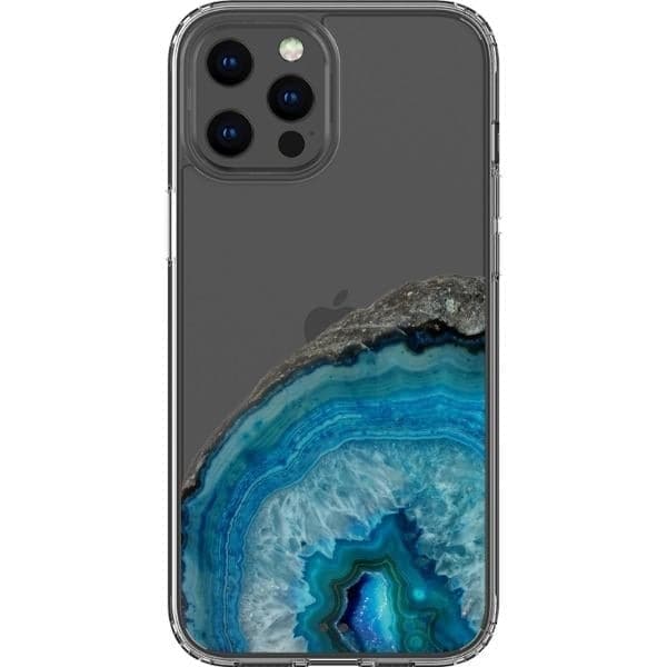 Blue Agate Geode Clear Phone Case for Apple iPhone 15 more