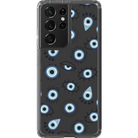 Boho Evil Eyes Clear Phone Case Galaxy S21 Ultra exclusively offered by The Urban Flair