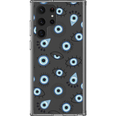 Boho Evil Eyes Clear Phone Case Galaxy S22 Ultra exclusively offered by The Urban Flair