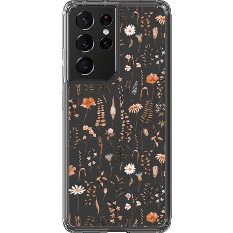 Galaxy S21 Ultra Boho Fall Wild Flower Clear Phone Case - The Urban Flair