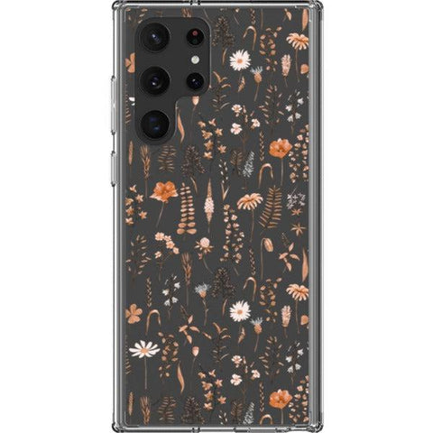 Boho Fall Wild Flower Clear Phone Case Galaxy S22 Ultra exclusively offered by The Urban Flair