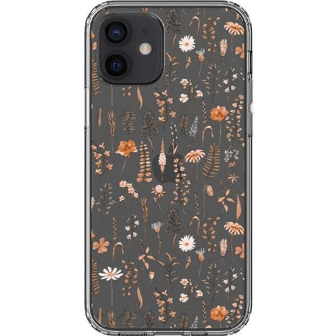 iPhone 12 Boho Fall Wild Flower Clear Phone Case - The Urban Flair