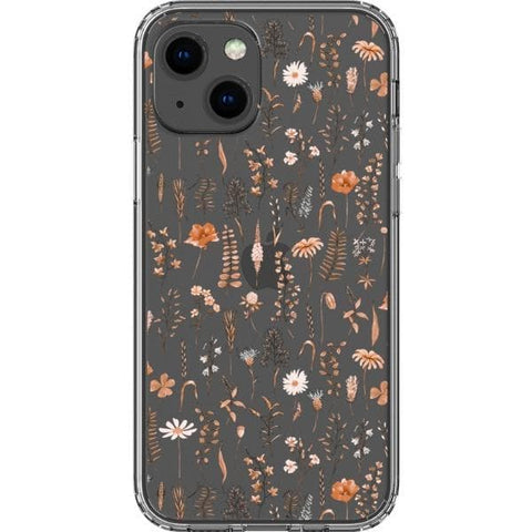 iPhone 13 Mini Boho Fall Wild Flower Clear Phone Case - The Urban Flair