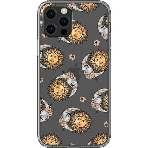 iPhone 12 Pro Boho Opal Sun Moon Clear Phone Case - The Urban Flair
