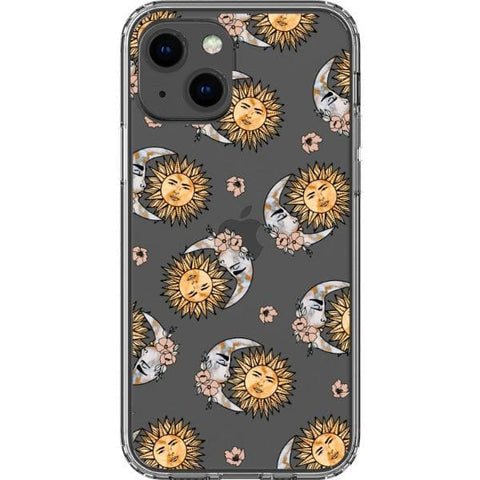 iPhone 13 Mini Boho Opal Sun Moon Clear Phone Case - The Urban Flair