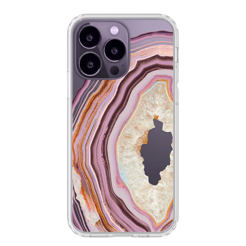 Phone Cases For Deep Purple iPhone 14 Pro With Agate Geode Slice Print Designs