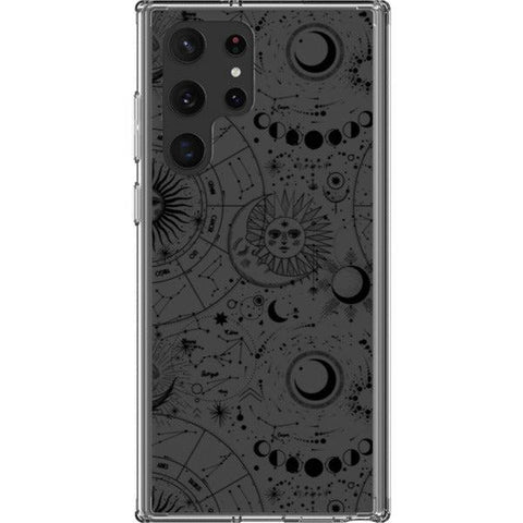 Celestial Zodiac Clear Phone Case Galaxy S22 Ultra Black exclusively offered by The Urban Flair