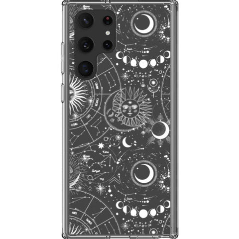 Celestial Zodiac Clear Phone Case Galaxy S22 Ultra White exclusively offered by The Urban Flair