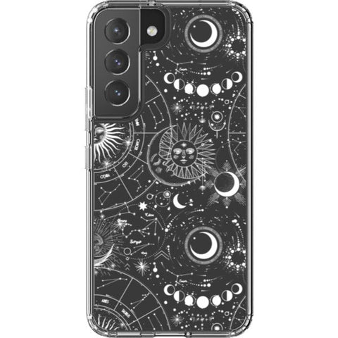 Celestial Zodiac Clear Phone Case Galaxy S22 White exclusively offered by The Urban Flair