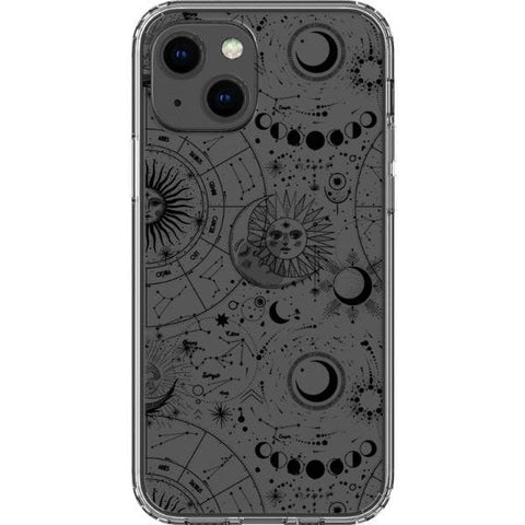 iPhone 13 Mini Black Celestial Zodiac Clear Phone Case - The Urban Flair