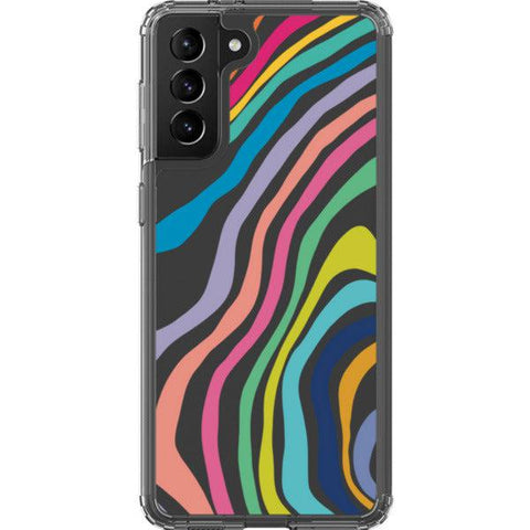 Colorful Abstract Lines Clear Phone Case Galaxy S21 Plus exclusively offered by The Urban Flair