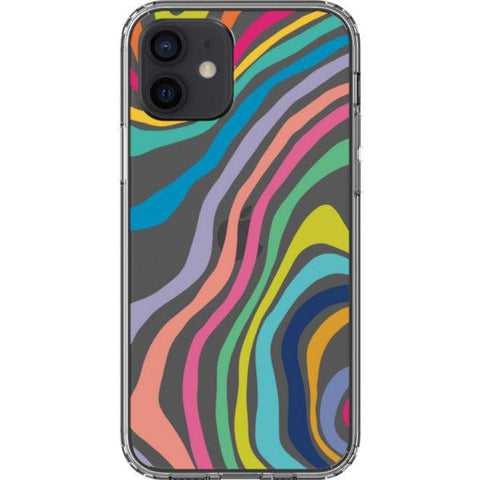Colorful Abstract Lines Clear Phone Case iPhone 12 exclusively offered by The Urban Flair