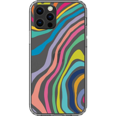Colorful Abstract Lines Clear Phone Case iPhone 12 Pro exclusively offered by The Urban Flair