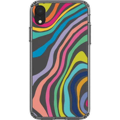 Colorful Abstract Lines Clear Phone Case iPhone XR exclusively offered by The Urban Flair