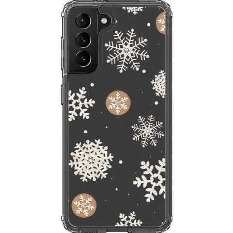 Galaxy S21 Cream Snowflakes Clear Phone Case - The Urban Flair