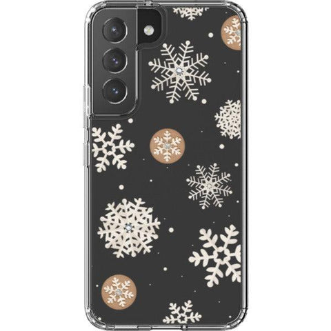 Cream Snowflakes Clear Phone Case Galaxy S22 exclusively offered by The Urban Flair