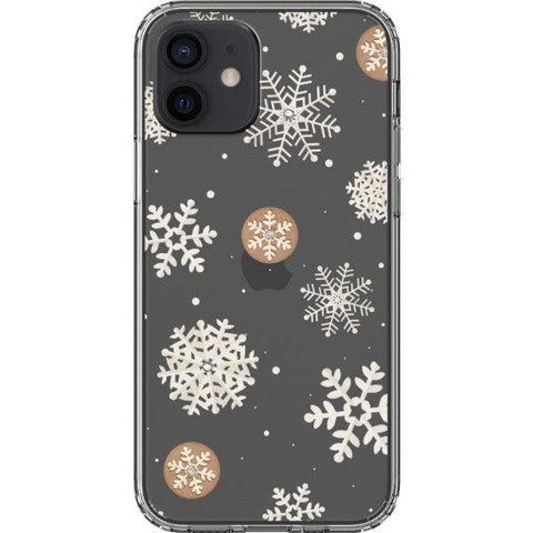 iPhone 12 Cream Snowflakes Clear Phone Case - The Urban Flair