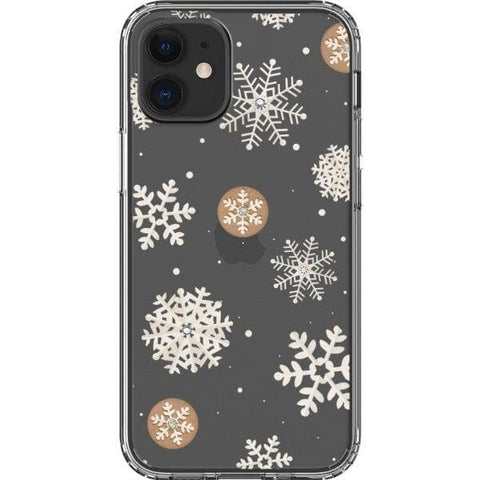 iPhone 12 Mini Cream Snowflakes Clear Phone Case - The Urban Flair