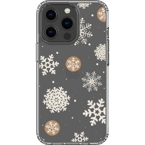 iPhone 13 Pro Cream Snowflakes Clear Phone Case - The Urban Flair