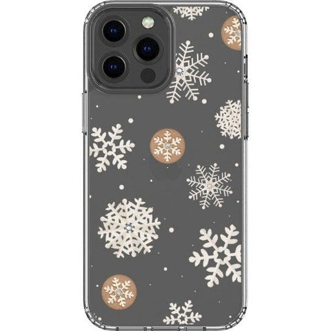 iPhone 13 Pro Max Cream Snowflakes Clear Phone Case - The Urban Flair
