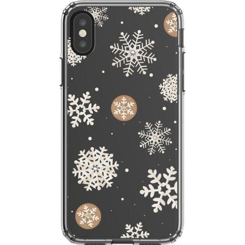 iPhone X/XS Cream Snowflakes Clear Phone Case - The Urban Flair