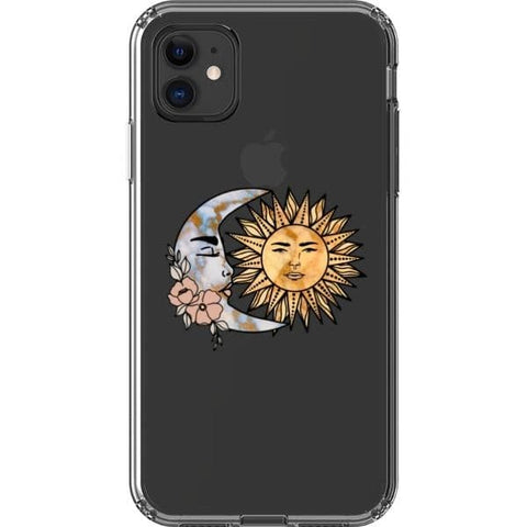 iPhone 11 Cute Minimal Sun Moon Clear Phone Case - The Urban Flair