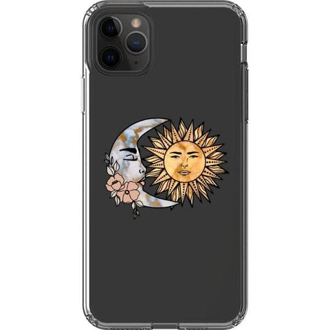 iPhone 11 Pro Max Cute Minimal Sun Moon Clear Phone Case - The Urban Flair