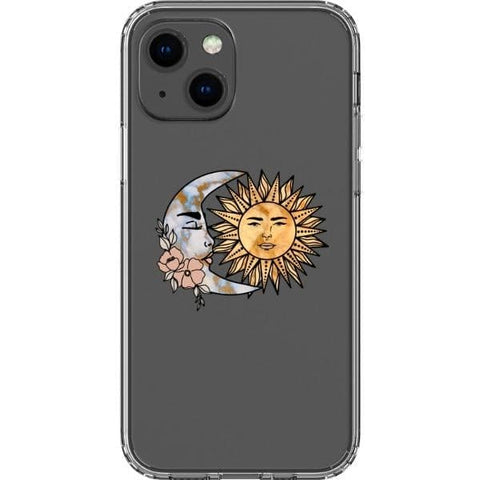 iPhone 13 Cute Minimal Sun Moon Clear Phone Case - The Urban Flair