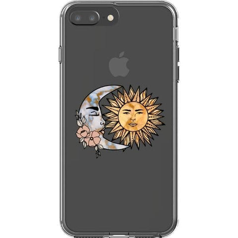 iPhone 7 Plus/8 Plus Cute Minimal Sun Moon Clear Phone Case - The Urban Flair