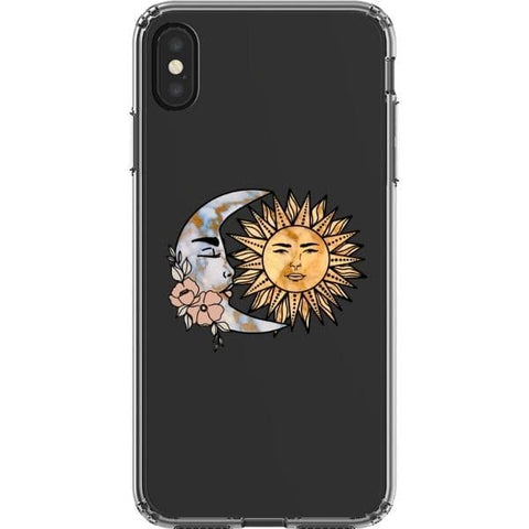 iPhone XS Max Cute Minimal Sun Moon Clear Phone Case - The Urban Flair