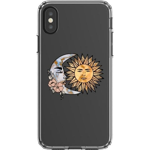iPhone X/XS Cute Minimal Sun Moon Clear Phone Case - The Urban Flair
