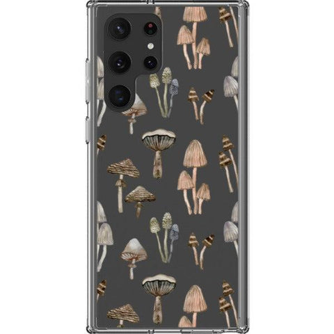Cute Neutral Mushrooms Clear Phone Case Galaxy S22 Ultra exclusively offered by The Urban Flair