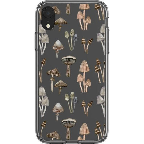 iPhone XR Cute Neutral Mushrooms Clear Phone Case - The Urban Flair