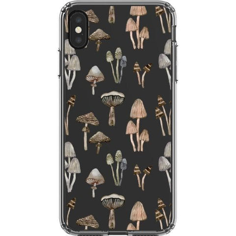 iPhone XS Max Cute Neutral Mushrooms Clear Phone Case - The Urban Flair