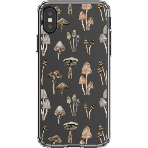 iPhone X/XS Cute Neutral Mushrooms Clear Phone Case - The Urban Flair