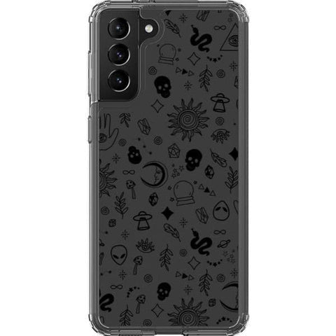 Galaxy S21 Black Esoteric Mystic Doodles Clear Phone Case - The Urban Flair
