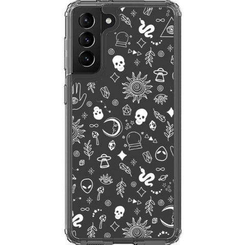 Galaxy S21 White Esoteric Mystic Doodles Clear Phone Case - The Urban Flair
