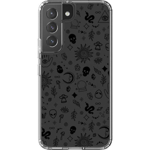 Esoteric Mystic Doodles Clear Phone Case Galaxy S22 Black exclusively offered by The Urban Flair