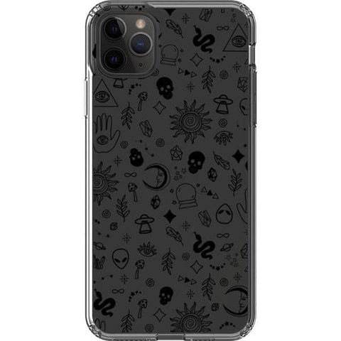 iPhone 11 Pro Max Black Esoteric Mystic Doodles Clear Phone Case - The Urban Flair