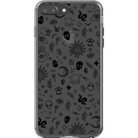 iPhone 7 Plus/8 Plus Black Esoteric Mystic Doodles Clear Phone Case - The Urban Flair