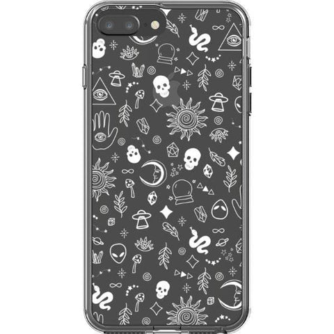 iPhone 7 Plus/8 Plus White Esoteric Mystic Doodles Clear Phone Case - The Urban Flair